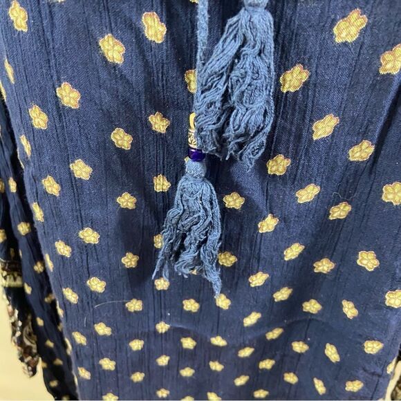 Angie Apparel Navy Paisley Bell-Sleeve Peasant Dress Size Large - Picture 3 of 11